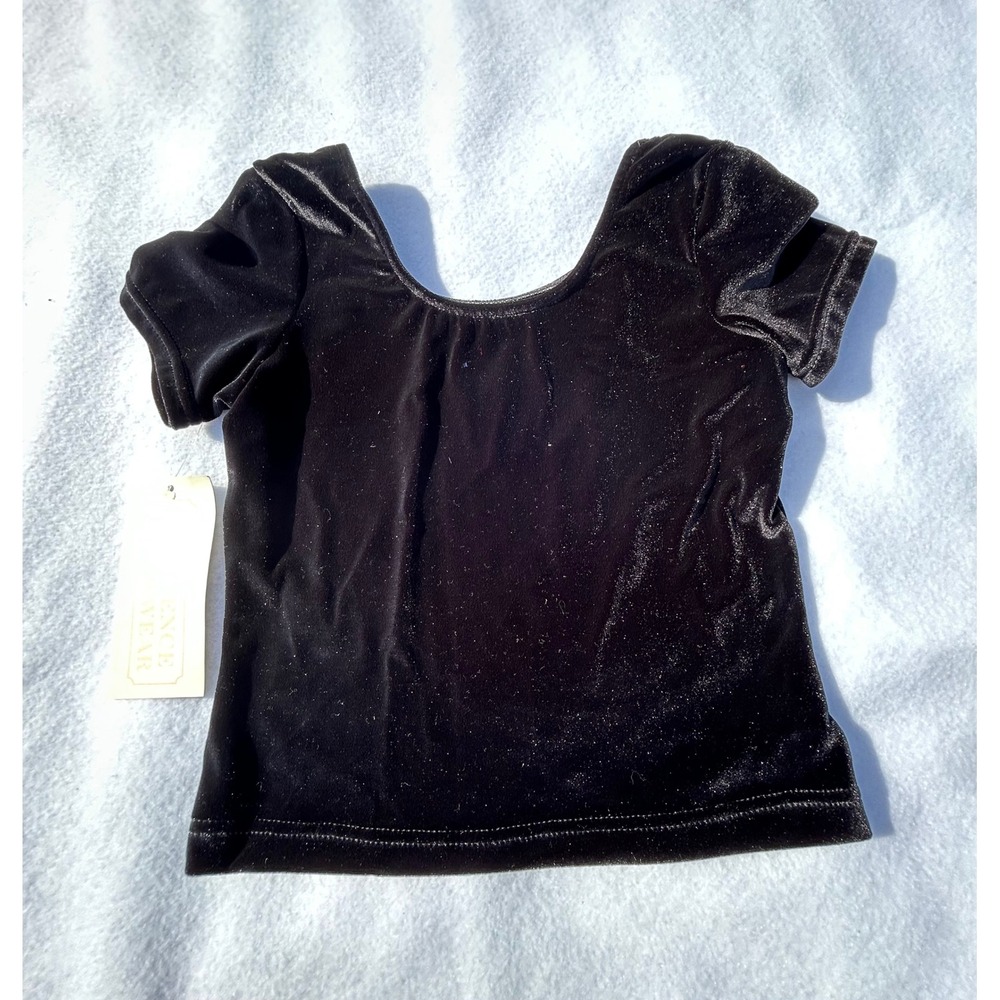 Affluence Dancewear Girls Large Black Cap Sleeve Dance Top